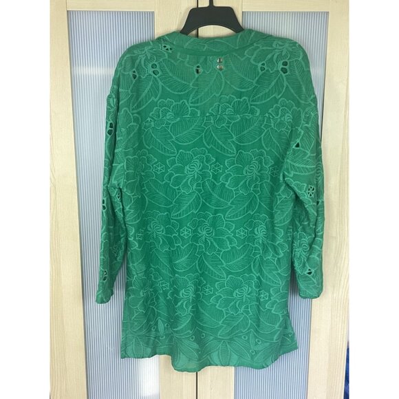 Anthropologie Akemi + Kin Womens S Blouse Shirt Green Boho Coastal Beach Casual - Picture 7 of 8